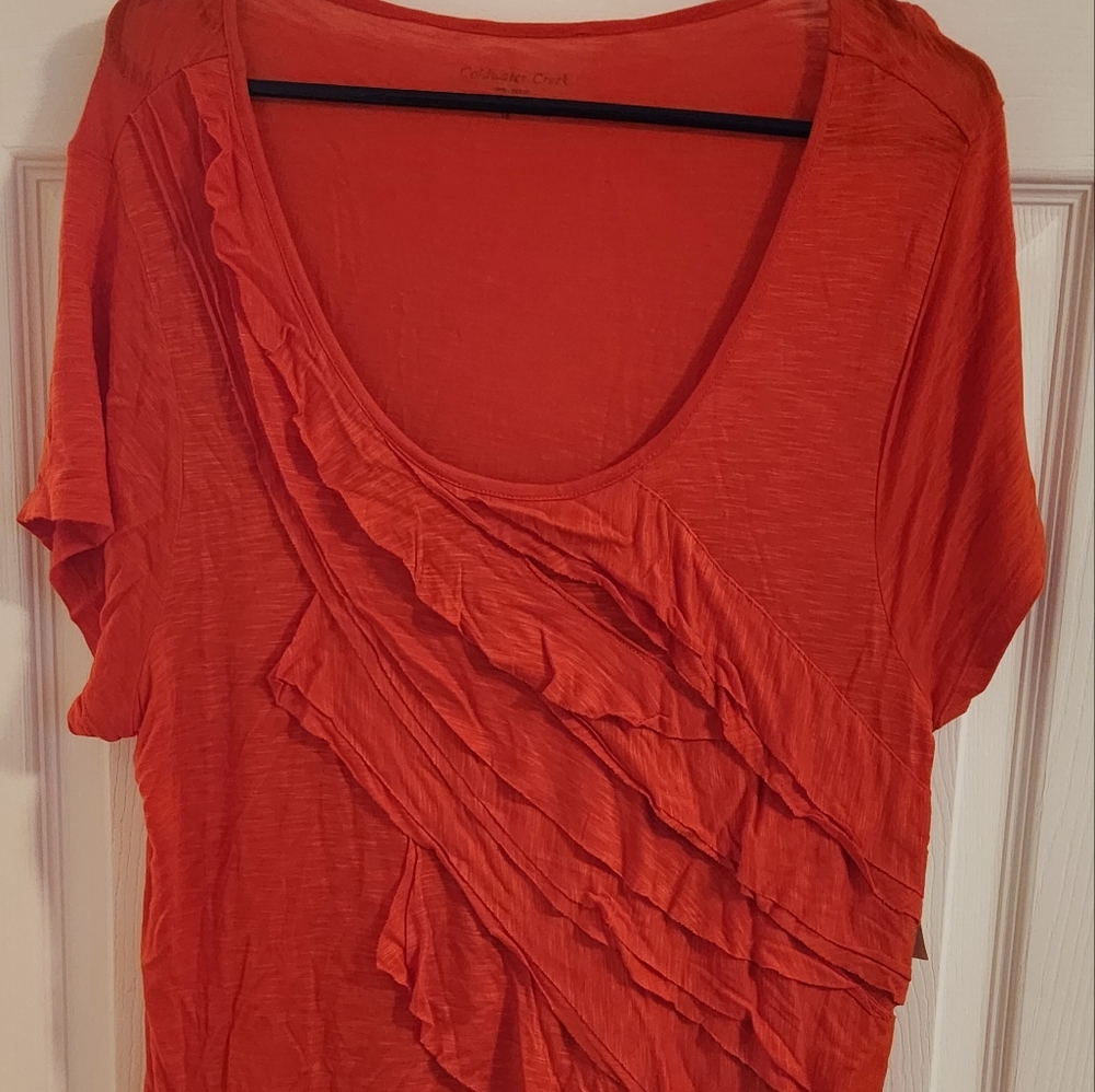 Coldwater Creek Angle Ruffled Top